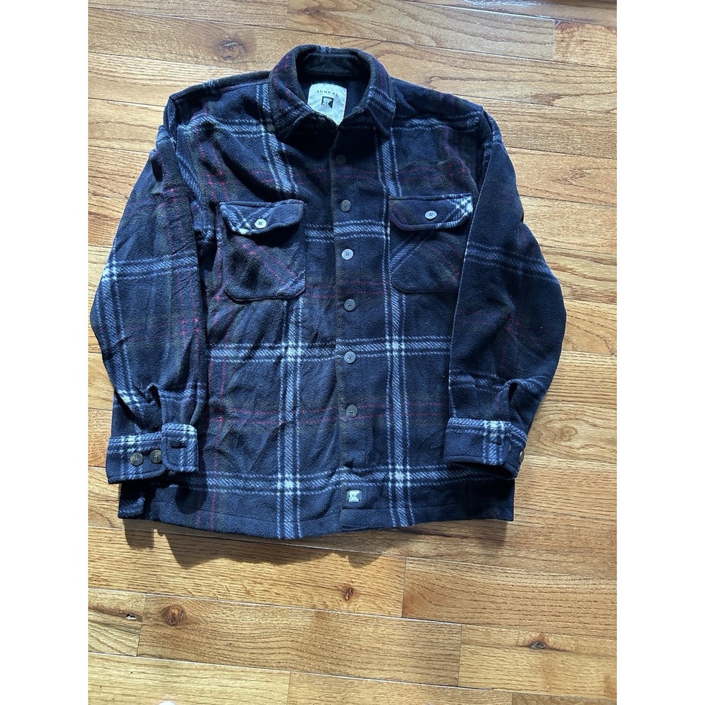 Juneau Jacket Mens Medium Blue Plaid Flannel Shirt Heavyweight Double Pocket Top